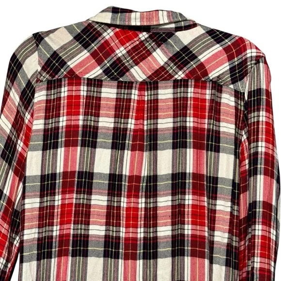 Rails Hunter Red Navy Plaid Super Soft Button Front Long Sleeve Flannel Shirt - Picture 5 of 10